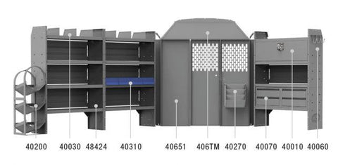 Kargo Master 45TRM HVAC 60" H Shelves - Transit 130" WB Mid Roof