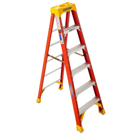 Werner 6206 6' Fiberglass Step Ladder 300# Rated